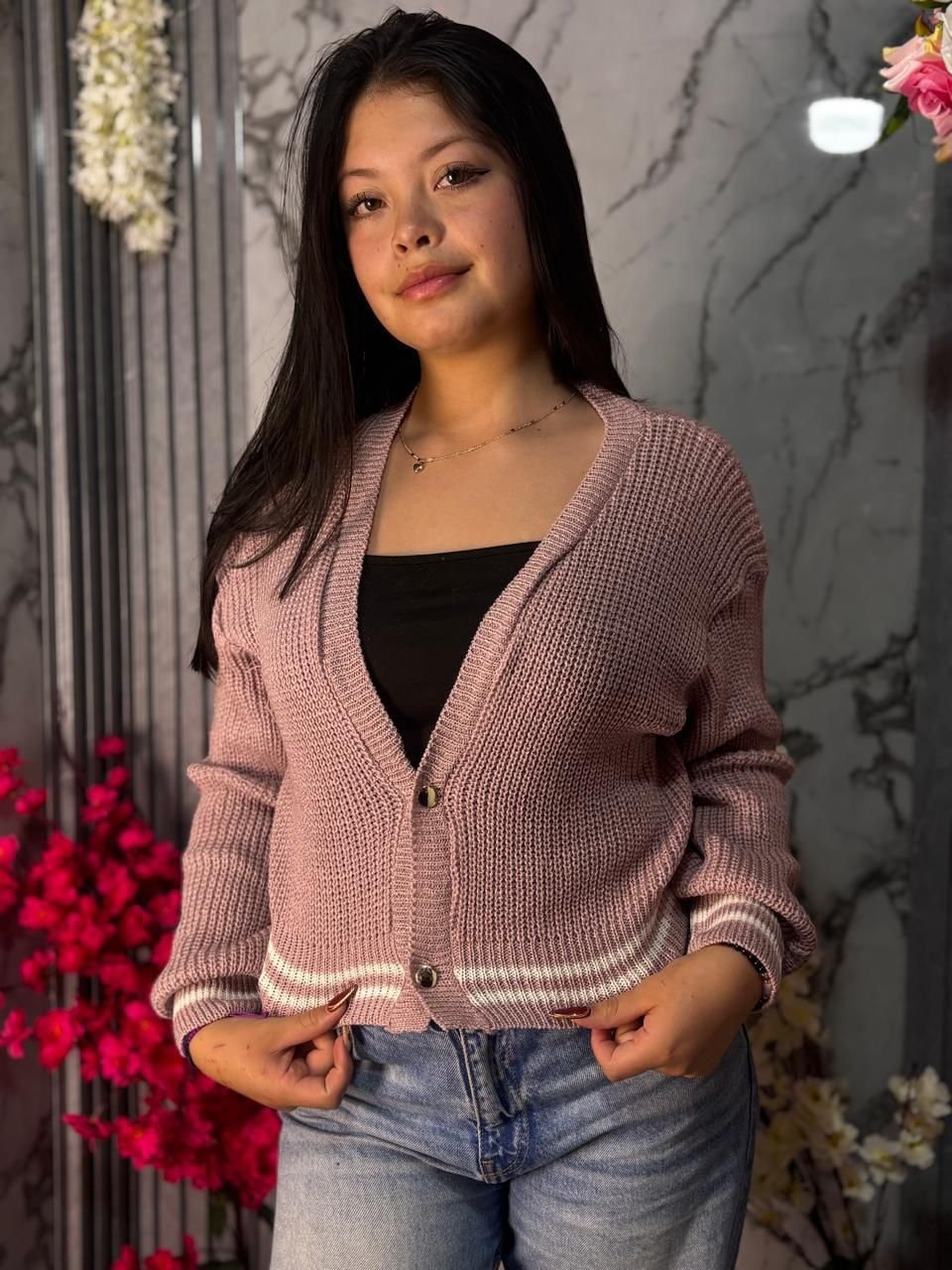 Tejido Cardigan beisbolero